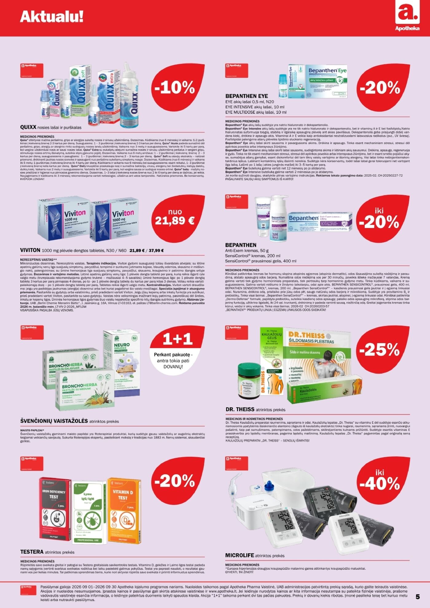 Apotheka vaistinės rugsėjo akcijų leidinys – 5 puslapis