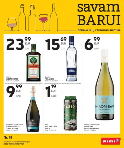 Naujas Rimi nuolaidų leidinys - Alkoholinių gėrimų asortimento katalogas Nr. 18