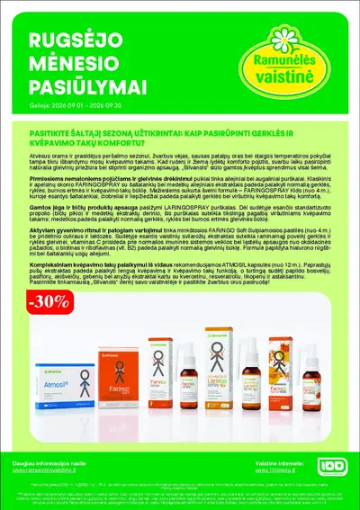 Ramunėlės vaistinė mėnesio pasiūlymai