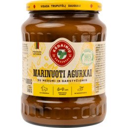 Agurkai KĖDAINIŲ,marinuoti su medumi ir garstyčiomis, 720 ml