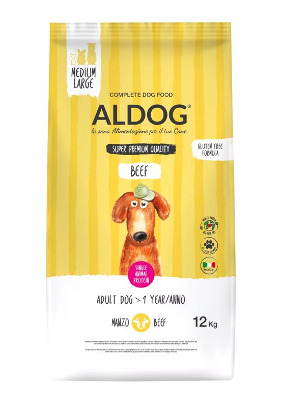 ALDOG BEEF sausas maistas vidutinių/didelių veislių šunims, 12 kg
