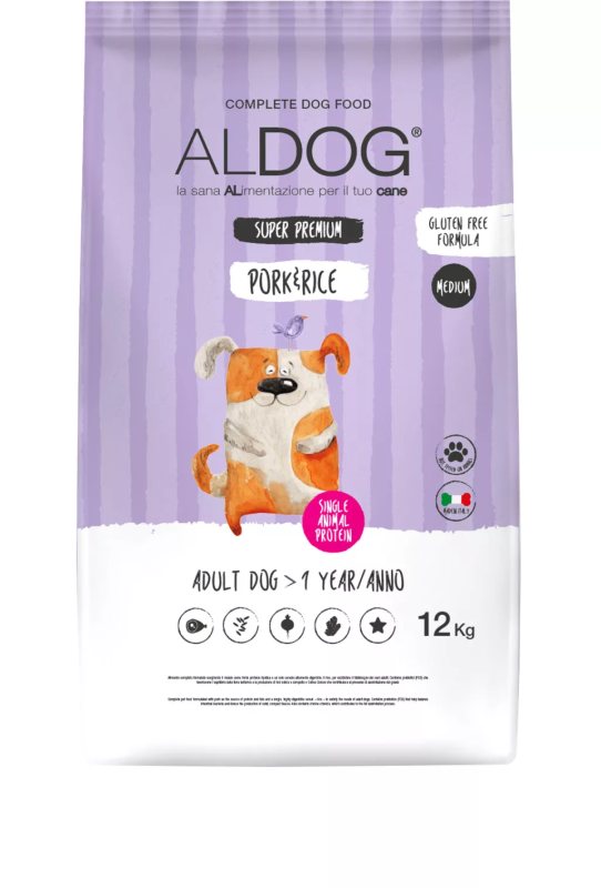 ALDOG PORK sausas maistas vidutinių/didelių veislių šunims, 12 kg