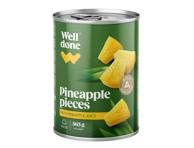 Ananasų gabalėliai sirupe WELL DONE, 340 g
