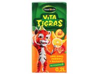 Apelsinų, persikų, bananų gaivusis sulčių gėrimas VITATIGRAS, 200 ml