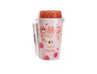 Arbatos gėrimas OMG Bubble Tea su braškių burbuliukais, persikų skonio, 270 ml