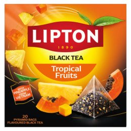 Arom. juodoji arbata LIPTON, trop. vaisių sk., 34 g, 20 vnt