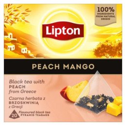 Arom. juodoji arbata LIPTON,persikų-mangų sk., 34 g, 20 vnt