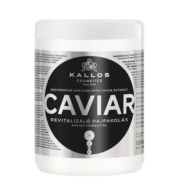 Atgaivinamoji plaukų kaukė su ikrų ekstraktu Kallos KJMN Caviar Restorative Hair Mask, 1000 ml