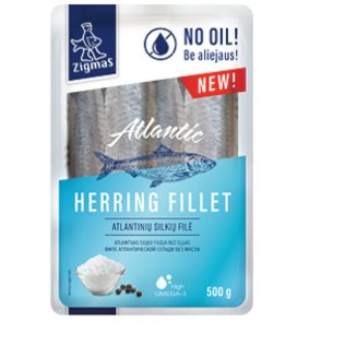 Atlantinių silkių filė be aliejaus ZIGMAS, 500 g