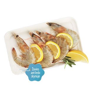 Atšild. nevirt. baltakojės krevetės su galvomis, 1 kg