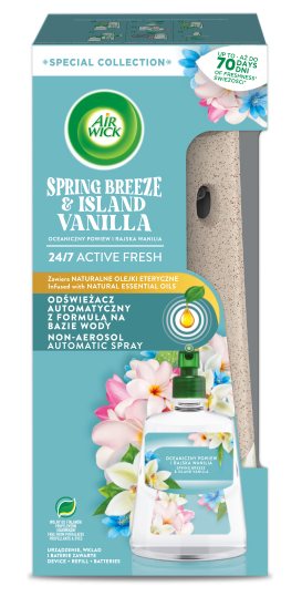Automatinis oro gaiviklis AIRWICK Active Fresh, gaivaus brizo ir vanilės kvapo, 228 ml