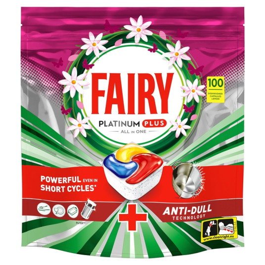 Automatinių indaplovių kapsulės FAIRY Platinum+ Lemon, 100 vnt