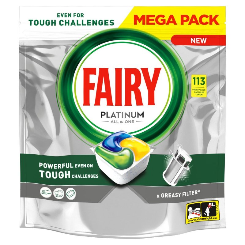 Automatinių indaplovių kapsulės FAIRY Platinum Lemon, 113 vnt