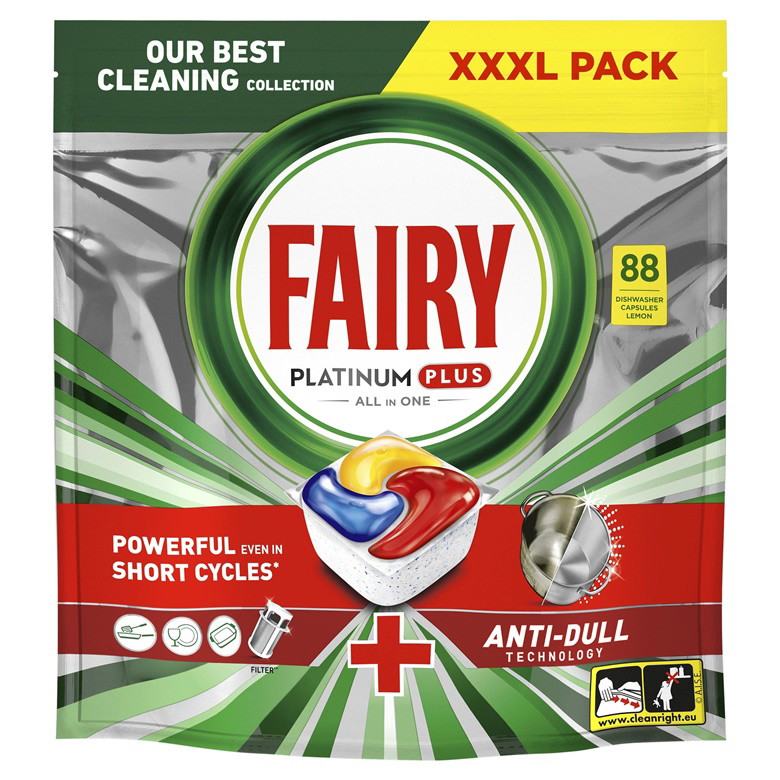 Automatinių indaplovių kapsulės FAIRY Platinum+ Lemon, 88 vnt