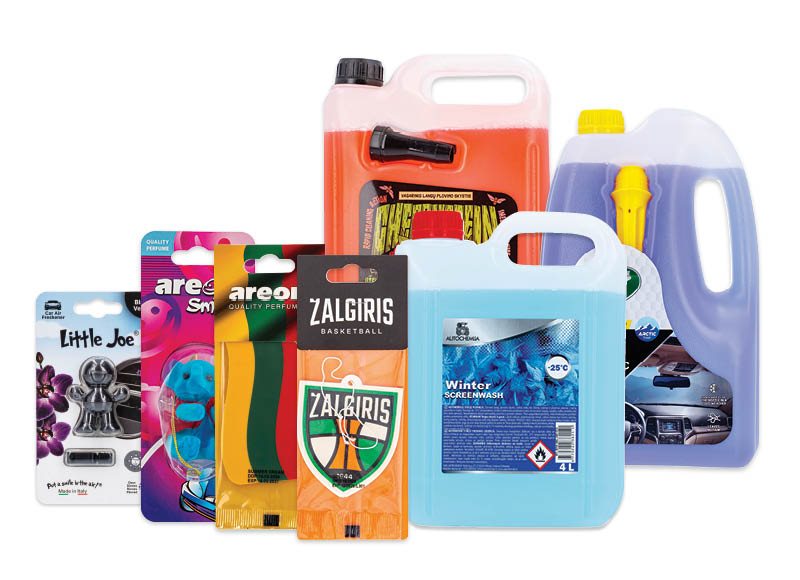 Automobilių langų skysčiams ir kvapams