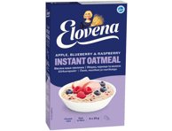 Avižinė košė ELOVENA su obuoliais, mėlynėmis, avietėmis, 210 g