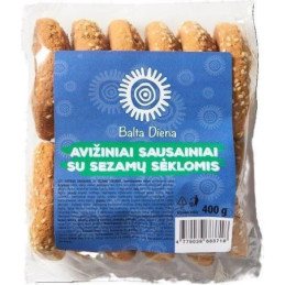 Avižiniai sausainiai BALTA DIENA su sezamų sėklomis, 400 g