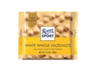 Baltasis šokoladas RITTER SPORT su lazdynų riešutais, 100 g