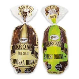 BARONŲ šviesi arba šviesioji KAIMIŠKA raik. duona, 800 g, 700 g