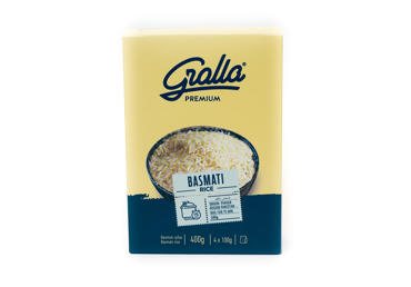 BASMATI ryžiai GRALLA, 400 g, 4 x 100 g