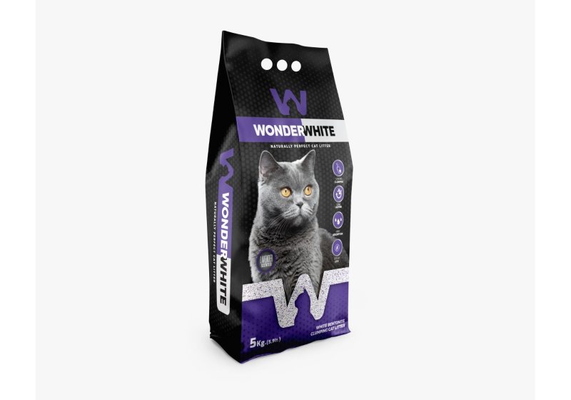 Bentonitinis sušokantis kraikas katėms Wonder White Natural Levanda, 5 kg, 5.9 l
