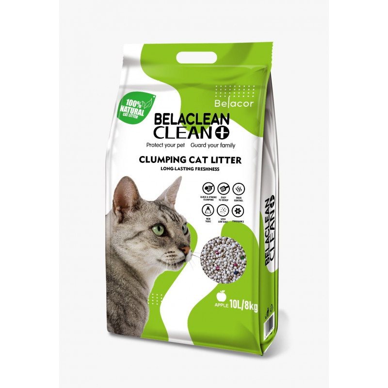 Bentonitinis sušokantis kraiko katėms BelaClean Obuolių kvapo, 8 kg, 10 l