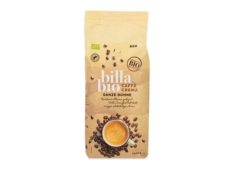 BILLA BIO kavos pupelės CREMA, 1 kg
