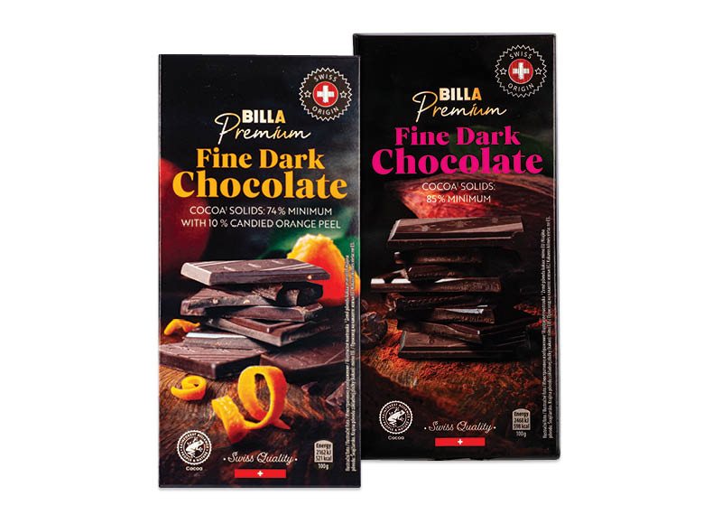 BILLA PREMIUM juodojo šokolado plytelė, 100 g