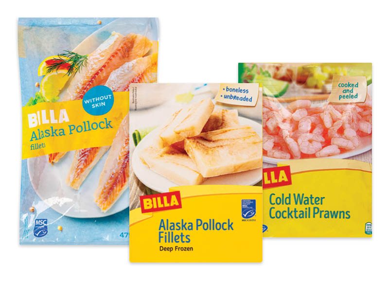 BILLA šaldytai žuvų produkcijai, jūrų gėrybėms