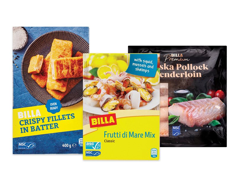 BILLA šaldytoms krevetėms ir jūrų gėrybėms