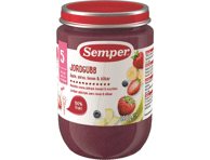 Braškių, kriaušių, bananų ir mėlynių tyrelė SEMPER, nuo 5 mėn., 190 g