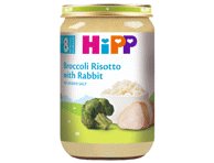 Brokolių tyrelė HIPP su ryžiais ir triušiena, nuo 8 mėn., 220 g