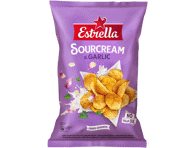 Bulvių traškučiai ESTRELLA, grietinės ir česnakų skonio, 350 g