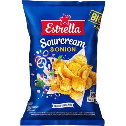 Bulvių traškučiai ESTRELLA, grietinės ir svogūnų sk., 180 g