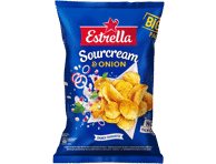 Bulvių traškučiai ESTRELLA, grietinės ir svogūnų skonio, 180 g