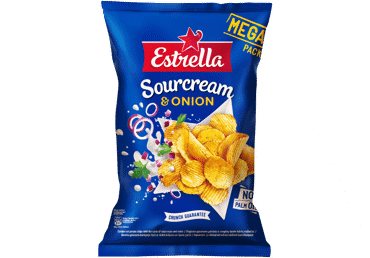 Bulvių traškučiai ESTRELLA, grietinės ir svogūnų skonio, 250 g