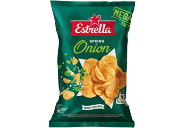 Bulvių traškučiai ESTRELLA, svogūnų laiškų skonio, 250 g