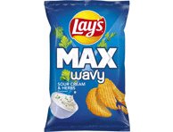 Bulvių traškučiai LAY'S MAXX WAVY, grietinės ir žolelių sk., 120 g