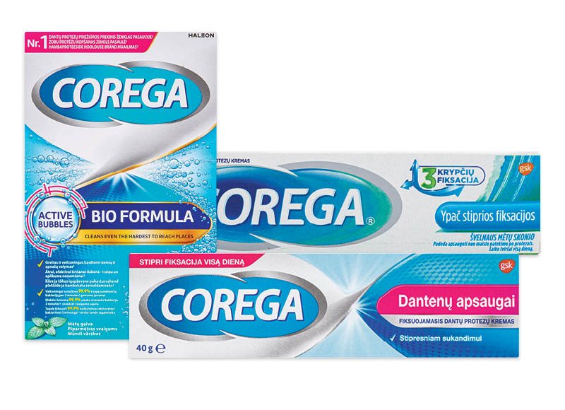 Burnos priežiūros priemonėms COREGA