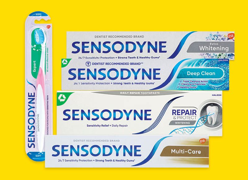 Burnos priežiūros priemonėms SENSODYNE
