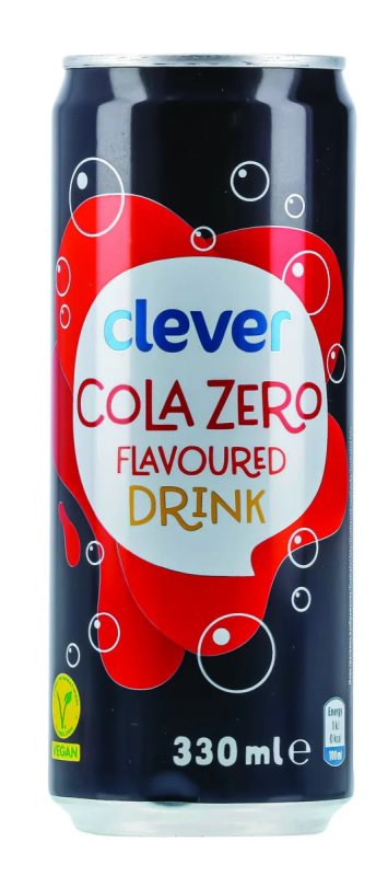 CLEVER Cola ZERO skonio gazuotas gėrimas, 330 ml