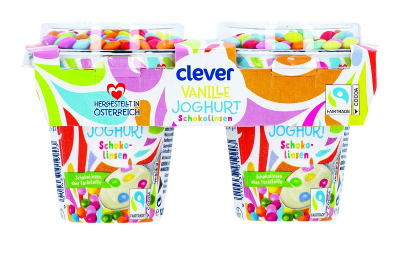 CLEVER vanilės skonio jogurtas su šokoladiniais saldainiukais, 270 g