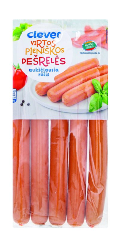 CLEVER virtos pieniškos dešrelės (94%Mėsos) (94%Mėsos), 260 g
