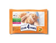 Club 4 Paws Premium su antiena padaže, vištiena ir jautiena, konservuotas pašaras suaugusioms katėms, 4 x 85 g