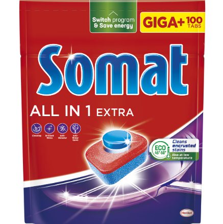 Daugiafunkcės indaplovių tabletės SOMAT All in One Extra, 100 vnt