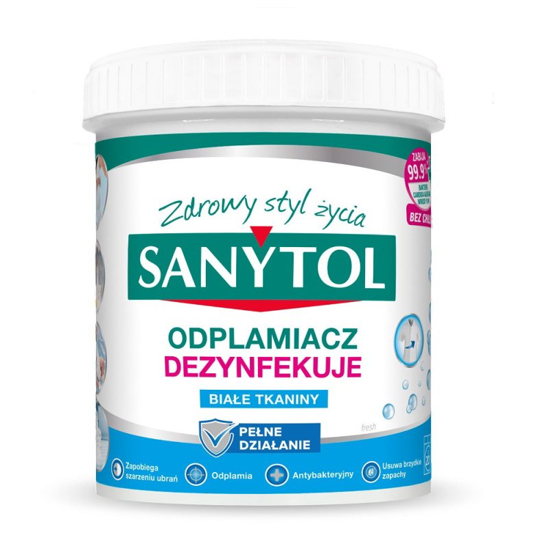 Dezinfekuojamasis dėmių valiklis baltiems audiniams Sanytol, 450 g