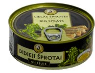 Didieji šprotai BRIVAIS VILNIS aliejuje, 240 g