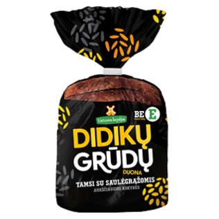 DIDIKŲ GRŪDŲ tamsi forminė duona su saulėgrąžomis, 340 g