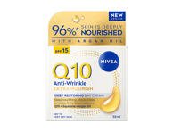 Dieninis veido kremas NIVEA Q10 Anti-wrinkle Extra Nourish su SPF15, 50 ml
