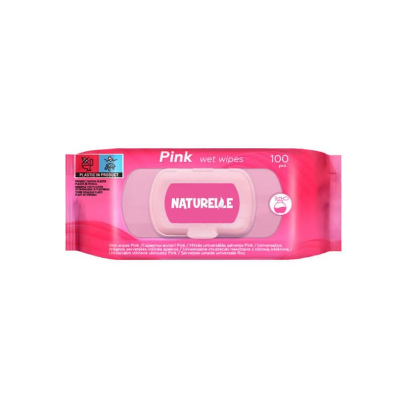 Drėgnos seretėlės NATURELLE Pink, rožių kvapo, rožinė sp., 100 vnt